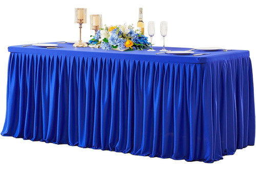 Mantel De Poliéster Azul Real Para Mesas Rectangulares De 8 