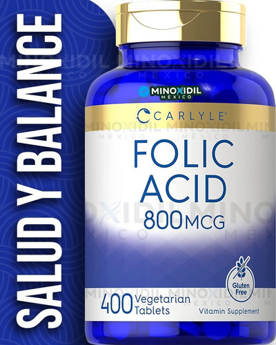 Carlyle Acido Folico 800mcg 400 Tabletas Vegetarianas Sabor Sin Sabo