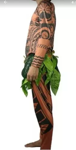 Fantasia de moana maui com camiseta e calça, cosplay para adulto e