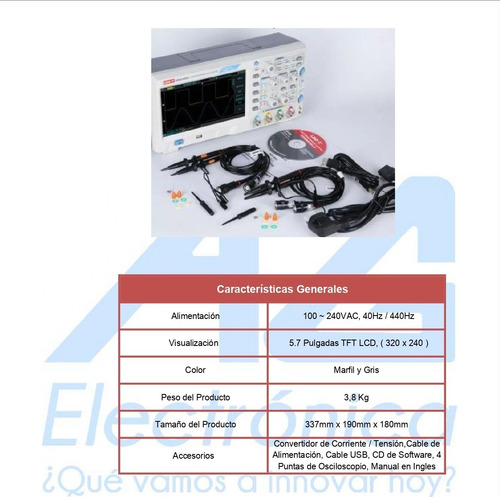 Osciloscopio 200mhz 4 Canales 2gs/s Display 5.7 Utd4204c
