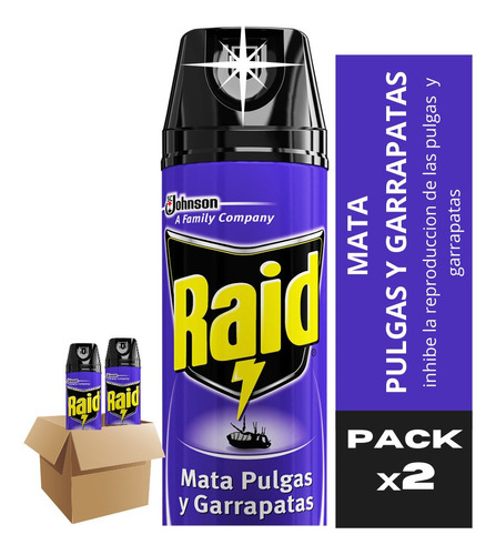 Raid Mata Pulgas Y Garrapatas 390 Cc - Pack X2