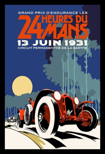 24hs Le Mans 1931 Alfa Romeo 8c Cuadro Enmarcado 45x30cm