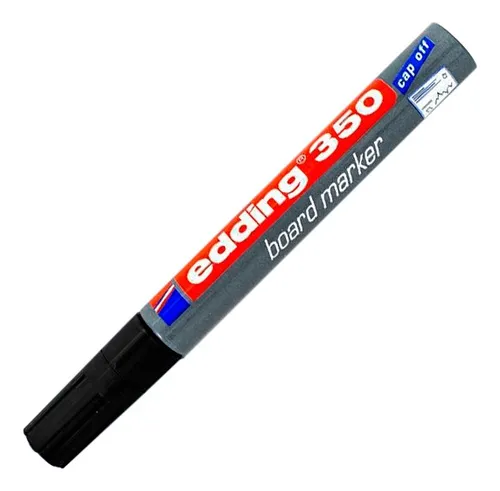Marcador Edding Borrable Recargable 350 Negro Punta Redonda.