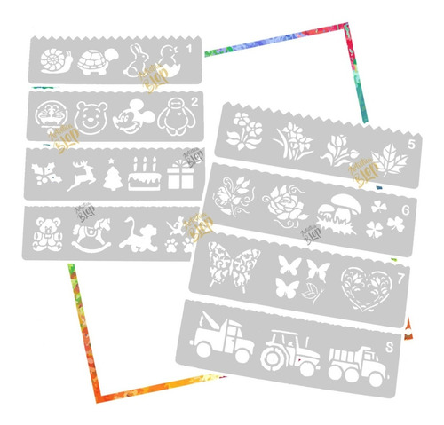 Pack Stencils Medianos Diseños Flores Infantiles Bordes Deco