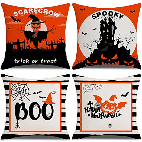 Fundas De Almohada De Halloween De 18x18 Pulgadas, Jueg...