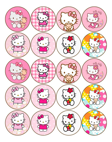 Lamina Comestible Hellokitty -circulos De 5 Cm- Azucar