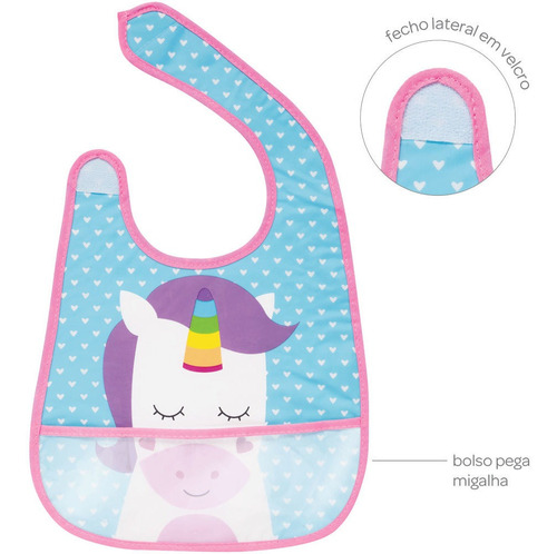 Babador Com Bolso Pega Migalhas Unicórnio 08261 Buba