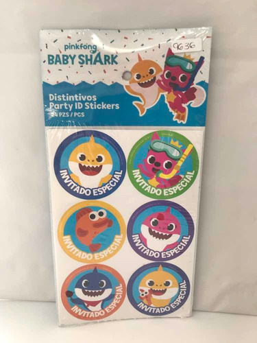 24 Distintivo Baby Shark Calcomania Invitado E Cumpleaños Gm