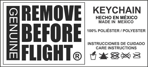 Llavero Clásico Color Negro Remove Before Flight ®