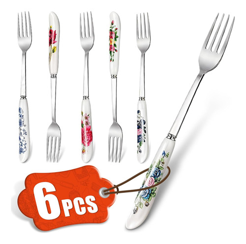 Cubiertos De Acero Inoxidable Para La Cena - 6pcs Tenedor De