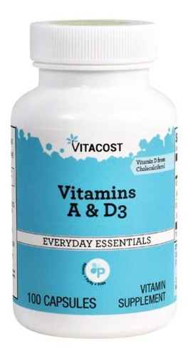 Vitaminas A Y D3 - 100 Cápsulas Vitacost 