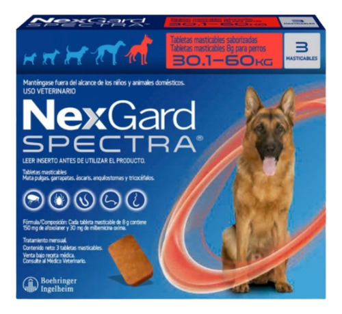 Antipulgas Antigarrapas Nexgard Spectra 30-60 Kg Caja X3