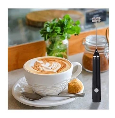 Batidor de Mano de Espuma Mini de Leche Eléctrico Espumador Recargable Negro