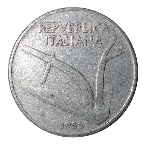 Moneda 10 Liras 1953 Italia Repvbblica Italiana Ceca Roma