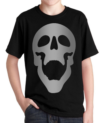 Remeras Calavera Plateada Niños Boca Abierta