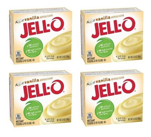 Jello Pudding En Polvo Vainilla Mix Pudin 4 Pack Importado