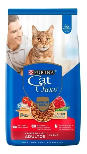 Alimento Cat Chow Defense Plus para Gatos Cat Chow sabor Pescado en bolsa de 8kg para gato adulto de raza mediana sabor carne