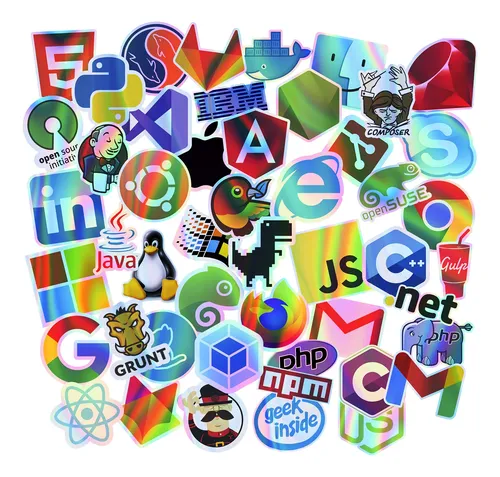 Kit 49 Adesivos Notebook Geek Nerd Sticker Retro Holográfico ...