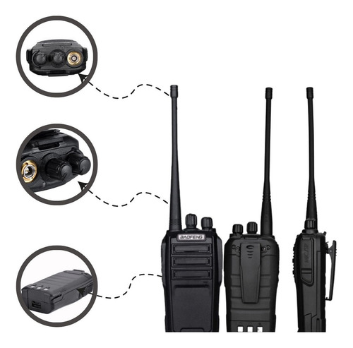 Kit 4 Walkie Talkie Baofeng Uv-6 Banda Dupla 128 Canais Ht Bandas De Freqüência Dual Band Cor Preto