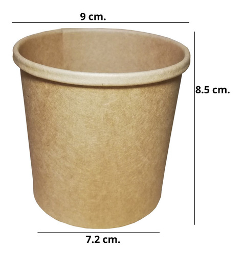 Imagen 2 de 5 de 50 Vaso Térmico 12 Oz Con Tapa Kraft Compostable Sopa Helado