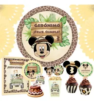 Comprar Kit Imprimible Mickey Safari + Banner Circular Fondo Mesa 
