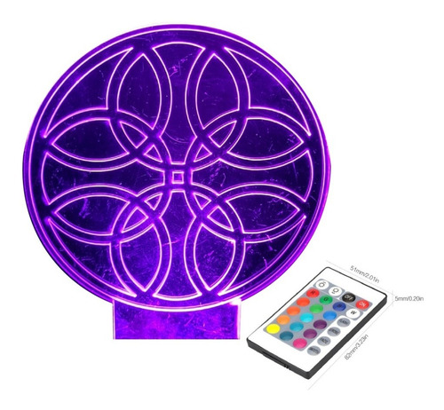 Lámpara Led 3d  Mandala  Touch 16colores Control Incluido