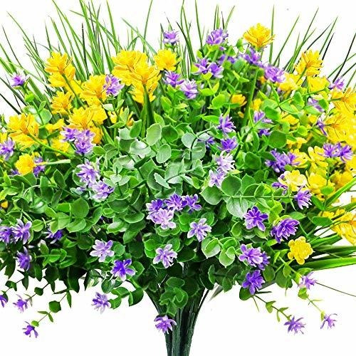 Flores Artificiales Para Exterior 9varas 3tonos Am Viol Verd