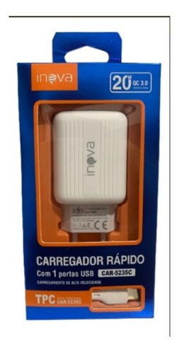 Inova Carregador Tipo C Modelo Android USB Branco