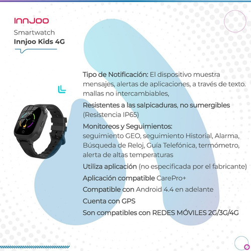 Imagen 3 de 10 de Smartwatch Innjoo Kids 4g Black Ip67
