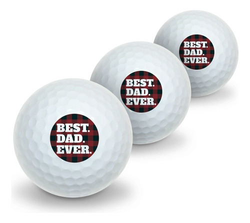 Best Dad Ever Rojo Negro Plaid Novedad Pelota Golf 3