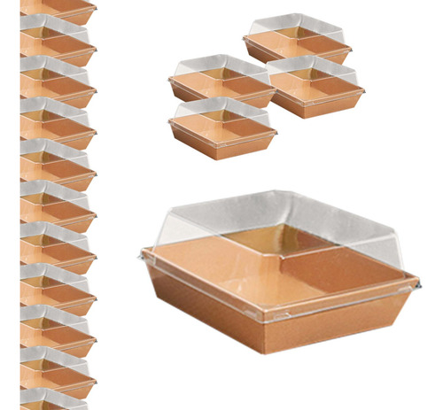 50 Piezas Cajas De Comida Portátiles Con Tapa Transparente