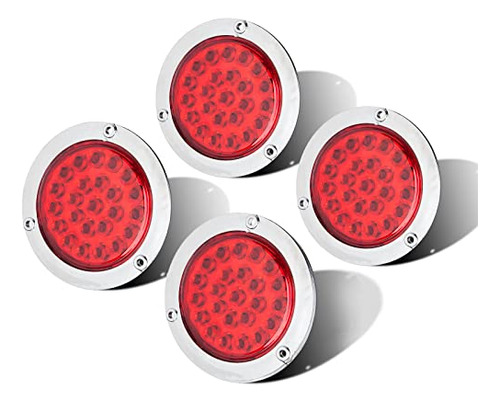 4 Luces Traseras Led Redondas Rojas Remolque 4pcs 24 Lu...