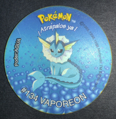 Taps 2 Pokemon De Frito Lay - #134 Vaporeon - 1999 Original