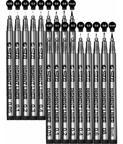 Black Pigment Fineliner Ink Micro Pens Juego De Bolígr...