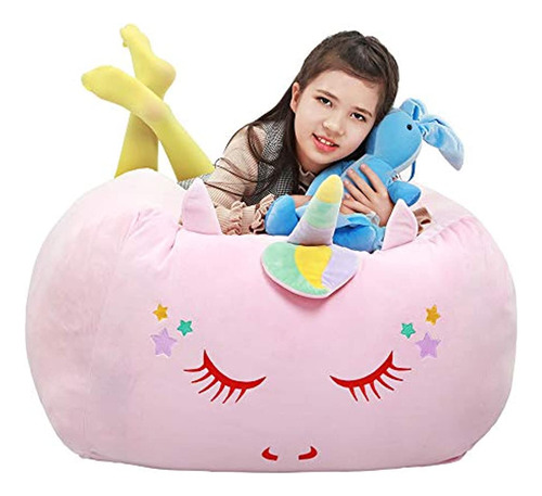 Unicornio Animal De Peluche Almacenamiento De Juguetes Bolsa