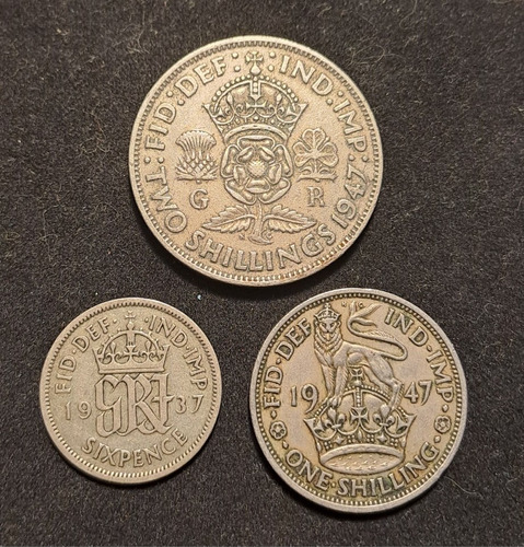 Inglaterra X 3 Monedas Incluye 1 Shilling 1947. Usadas !!!