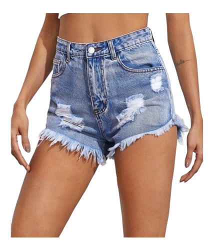 Short Jeans Mujer Mezclilla Denim Liso