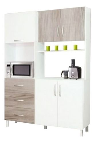 Mueble De Cocina Máximo 5 Puertas 3 Cajones Blanco / Gris