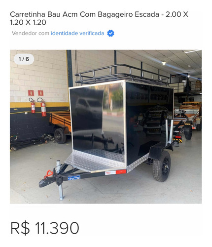 Carretinha Bau Acm Com Bagageiro Escada - 2.00 X 1.20 X 1.20