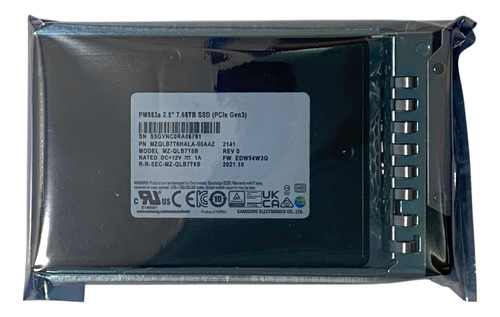 Ssd Samsung Pm983a 7.68tb 2,5 Nvme Mz-qlb7t6b Mzqlb7t6hal Novo @ Cinza