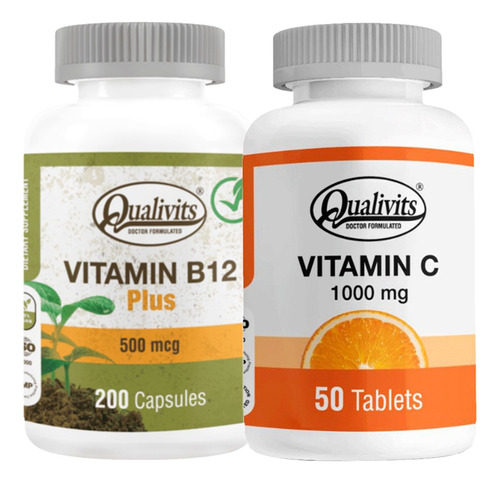 Vitamina B12 500 Mcg + Vit C 1000 Mg X50 Tabletas Qualivits 