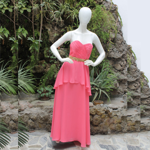 Vestido Rosado De Fiesta Talla M Diseño Unico (Usado)
