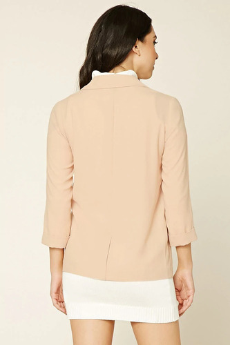 Forever 21 Saco Blazer Abierto Beige Clarito Con Bolsas M