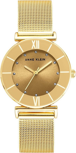 Reloj Mujer Anne Klein Cristal Mineral 32 Mm Ak/3780chgb Color De La Correa Dorado Color Del Bisel Dorado Color Del Fondo Dorado