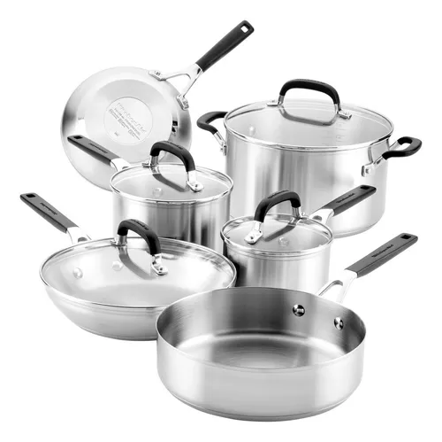 Batería de Cocina KitchenAid 71017 10 Piezas Acero Inoxidabl Color Acero Inoxidable
