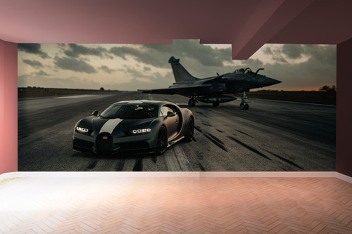 Fotomural Vinil Bugatti Chiron Dassault Marine Jet4,5x2,5mts