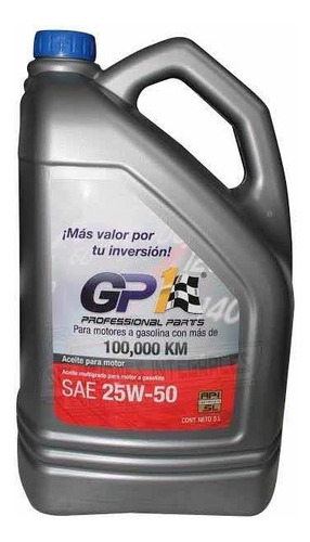 Aceite Motor A Gasolina Gp1 Sae 25w-50 Api Sl Garrafa 5 L