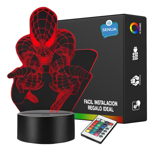 Lámpara De Noche Led Spiderman Decoración Regalo Holograma 