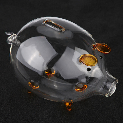 Monedero De Cristal Transparente Para Guardar Monedas Piggy