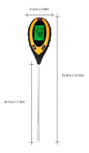 Verificador De Solo 4 Em 1 Ph Temperatura De Umidade